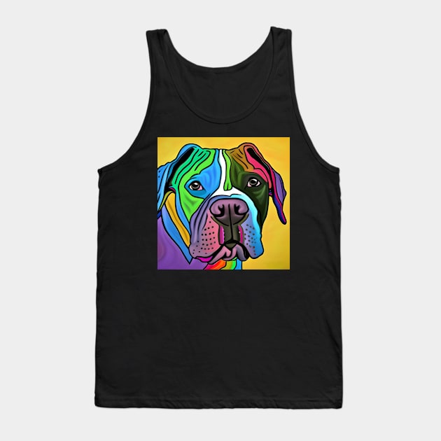 Pitbull Dog Rainbow Painting Tank Top by KayBee Gift Shop